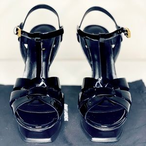 Yves Saint Laurent Tribute Patent Sandal Platforms